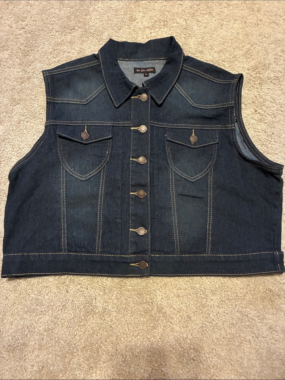 Ko Ko Ailis Dark Wash Denim Vest